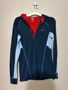 Kari Traa Performance Blue and Red Half-Zip Hooded Jacket
